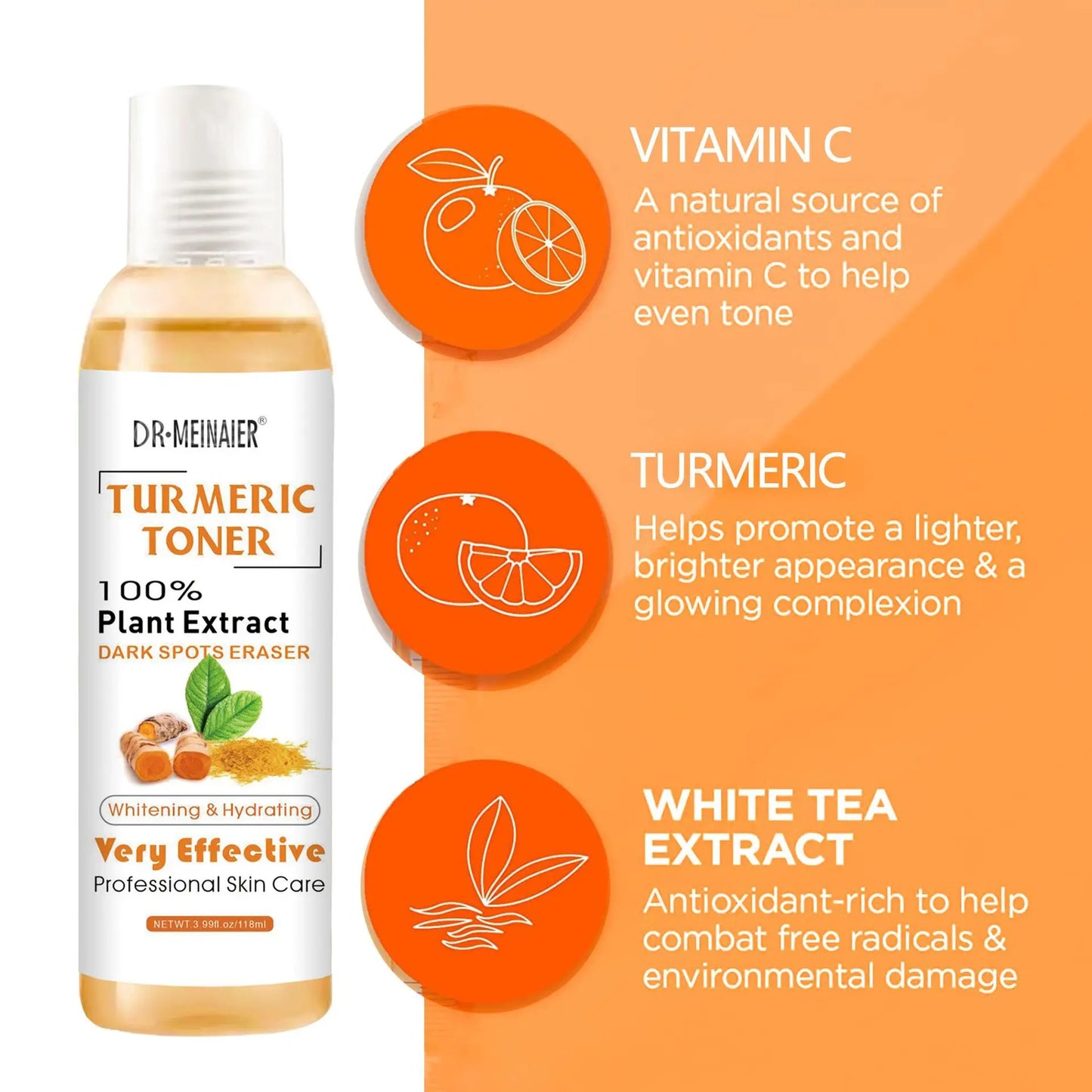"Set of 2 Turmeric Dark Spot Corrector Toners for Fading Blemishes, Acne, and Dark Spots on Dark Skin"