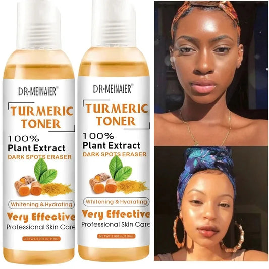 "Set of 2 Turmeric Dark Spot Corrector Toners for Fading Blemishes, Acne, and Dark Spots on Dark Skin"