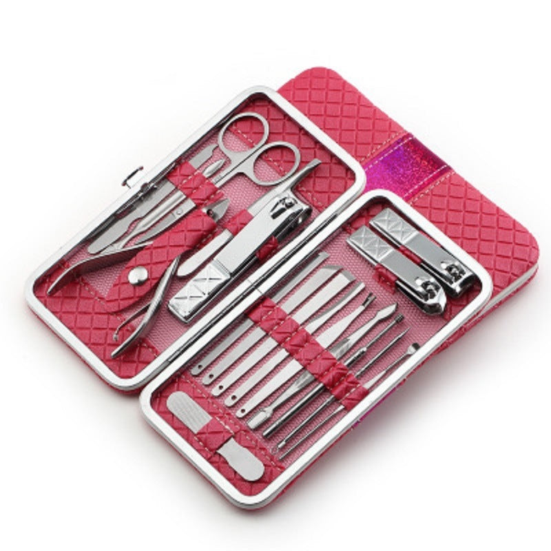 Set of 18 Pieces Nail Clipper Set Stainless Steel Nail Tools Manicure & Pedicure Travel Grooming Kit with Hard Case