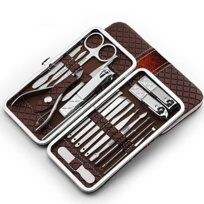 Set of 18 Pieces Nail Clipper Set Stainless Steel Nail Tools Manicure & Pedicure Travel Grooming Kit with Hard Case